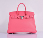 2014 Hermes Birkin 35CM Tote Bag Pink Grainy Leather H35 Silver hardware H35