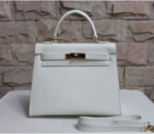 2014 Hermes Kelly 28cm Epsom Leather Bag White with Gold hardware K28