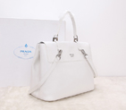 2014 Prada Calfskin Leather Tote Bag BN2789 White BN2789