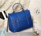 2014 Prada Lux Double Satchel Bag 348905 in Blue Original Calfskin Leather 348905