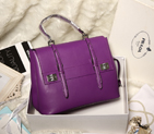 2014 Prada Lux Double Satchel Bag 348905 in Purple Original Calfskin Leather 348905