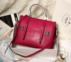 2014 Prada Lux Double Satchel Bag 348905 in Rose Original Calfskin Leather 348905