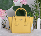 2014 Prada Original Leather Tote Bags BN2625 Yellow BN2625