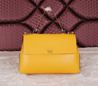 2014 Prada Smooth Leather Tote Bags BN2796 Lemon BN2796