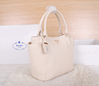 2014 Prada Vitello Daino Tote Bags Grainy Leather BR2435 White BR2435