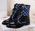 2015 Alexander Pentagram Printed Denim fight skin strap boots AXD0024
