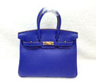 2015 Hermes Birkin 25CM clemence leather in Blue with Gold hardware H25