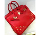 2015 Hermes Birkin 30CM Tote Bag Red Clemence Leather H30 Gold H30