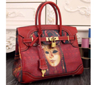 2015 Hermes Birkin 35CM leather and pierced Tote Bag Red H35