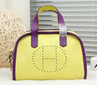 2015 Hermes Boston Bag 25cm Grainy Leather H9898 Lemon H9898