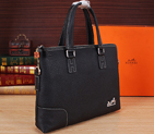 2015 Hermes Briefcase Grainy Calf Leather H8013 Black H8013