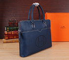 2015 Hermes Briefcase Grainy Leather H8043 Blue H8043