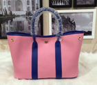 2015 Hermes Garden Party 30cm Tote Bags Original Leather Pink&Blue H118