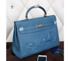2015 Hermes Kelly 35CM Shoulder bag clemence leather in Blue K35