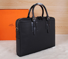 2015 Hermes Mens Briefcase Original Grainy Leather H511 in Black H511