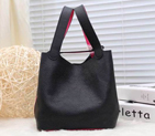 2015 Hermes Picotin Lock MM Bag in Clemence Leather H8616 Black&Rose H8616