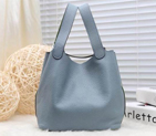 2015 Hermes Picotin Lock MM Bag in Clemence Leather H8616 Light Grey&Green H8616