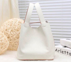 2015 Hermes Picotin Lock MM Bag in Clemence Leather H8616 White&Orange H8616