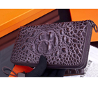 2015 Hermes Zip Around Wallet Original crocodile Leather H565 Gray H565