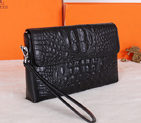 2015 Hermes crocodile Leather Clutch H319 Black H319