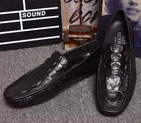 2015 Hermes men Crocodile stripes leather casual shoes HMS0095