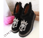 2015 Mcqueen women Plush diamond flower boots MCQ0051