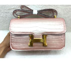2015 Popular Style Hermes Constance Bag Crocodile stripes Leather H9998B Pink H9998B