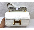 2015 Popular Style Hermes Constance Bag Crocodile stripes Leather H9998B White H9998B