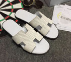 2015 new arrivals Hermes men slippers shoes in Snakeskin stripe leather HMS0119