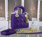 2016 Christian MINI LADY DIOR BAG Original LAMBSKIN Leather D1635 Purple with Gold D1635