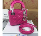2016 Christian MINI LADY DIOR BAG Original LAMBSKIN Leather D1635 Rose with Silver D1635