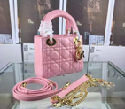 2016 Christian MINI LADY DIOR BAG Original Patent Leather D1635 Cherry pink with Gold D1635