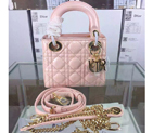2016 Christian MINI LADY DIOR BAG Original Patent Leather D1635 Pink with Gold D1635