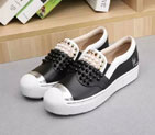 2016 Fendi women Flats whoes in Calfskin Leather with Rivet FSW0036