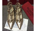 2016 Valentino women Flat shoes in sheepskin leather with Rivet VN0144
