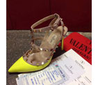 2016 Valentino women shoes in patent leather with Rivet Heel Height 9.5cm VN0102