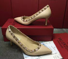 2016 Valentino women shoes in sheepskin leather with Rivet 6.5cm VN0243