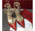 2016 Valentino women shoes in sheepskin leather with Rivet Heel Height 6.5cm VN0132