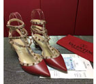 2016 Valentino women shoes in sheepskin leather with Rivet Heel Height 6.5cm VN0128