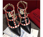 2016 Valentino women shoes in sheepskin leather with Rivet Heel Height 9.5cm VN0160