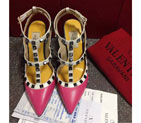 2016 Valentino women shoes in sheepskin leather with Rivet Heel Height 9.5cm VN0157
