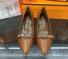 2016 hermes women shoes in calfskin leather 5CM HWS092