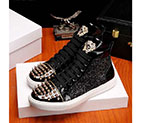 2017 versace men sneaker shoes in Patent leather with rivet VSM0030