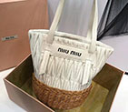 2018 MiuMiu NAPPA LEATHER AND WICKER BUCKET BAG 5BE021