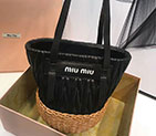 2018 MiuMiu NAPPA LEATHER AND WICKER BUCKET BAG 5BE021
