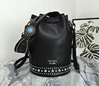 2018 Prada leather bucket bag 1BE011