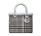 Black and Bleu Porcelaine tweed, crocodile and mink Lady Dior bag M0550PTTC M911
