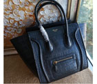 Celine Luggage Micro Tote Bags Croco Leather C3308 Black C3308