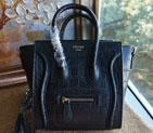 Celine Luggage Nano Tote Bags Croco Leather C3308 Black C3308