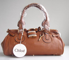 Chloe 50831 Deep Camel Leather Bag with Sparkle Lock 50831